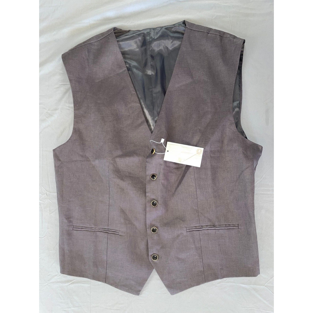 Bahia Sol 100% Linen Lined 5-Button Vest w/ Back Cinch Adjuster. Men's 2XL, NWT!